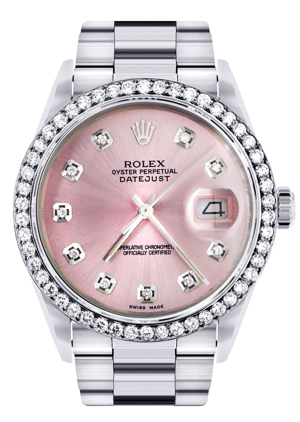 Mens Rolex Datejust Watch 16200  | 36Mm | Pink Dial | Oyster Band