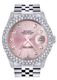 Womens Rolex Datejust Watch 16200 | 36Mm | Rose Dial | Two Row 4.25 Carat Bezel | Jubilee Band