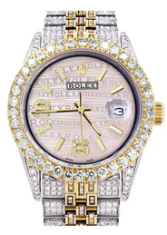 Iced Out Rolex Datejust 36 MM | Two Tone | 10 Carats of Diamonds | Pink Diamond Dial