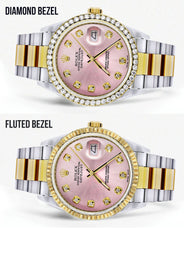 Gold Rolex Datejust  Watch 16233 for Men | 36Mm | Pink Dial | Oyster Band