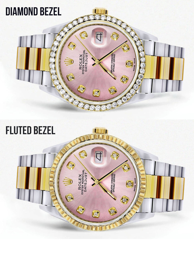 Gold Rolex Datejust  Watch 16233 for Men | 36Mm | Pink Dial | Oyster Band