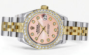 Womens Diamond Gold Hidden Clasp Rolex Watch | 1 Carat Bezel | 26Mm | Pink Dial | Jubilee Band | Model 179173