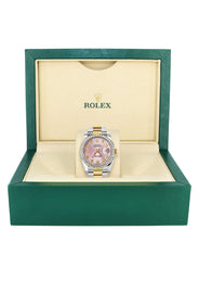 116233 | Diamond Gold Rolex Watch For Men | 36Mm | Pink Dial | Oyster Band