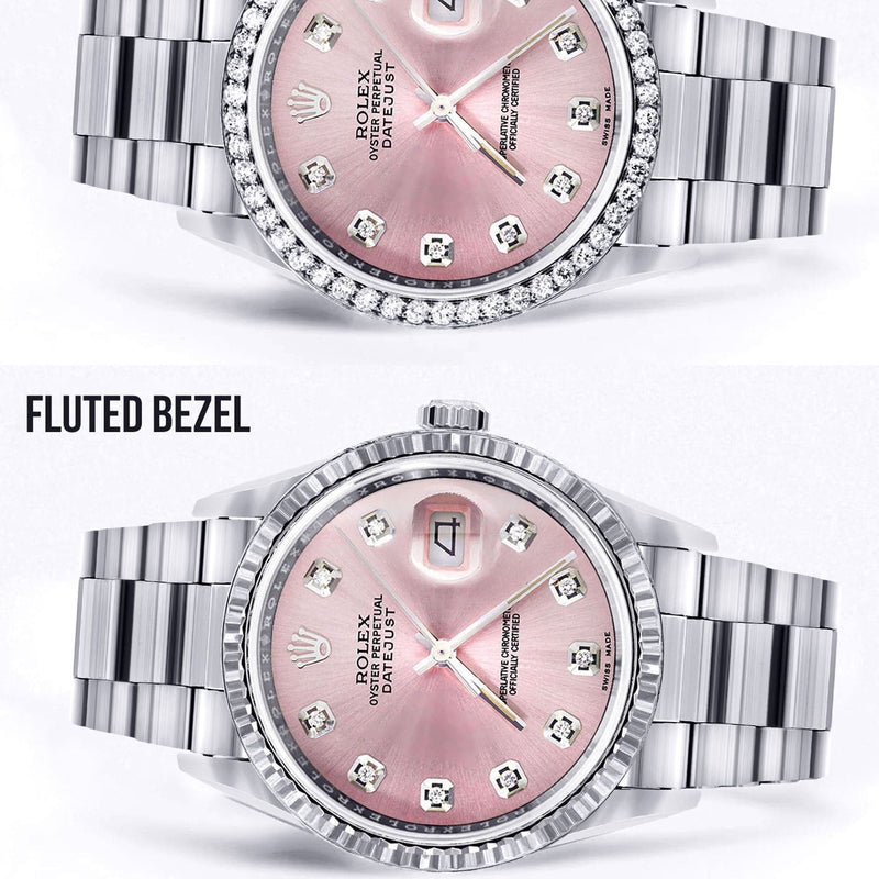 Mens Rolex Datejust Watch 16200  | 36Mm | Pink Dial | Oyster Band