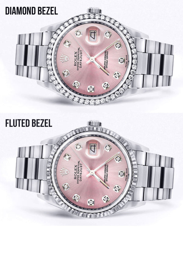 Mens Rolex Datejust Watch 16200  | 36Mm | Pink Dial | Oyster Band