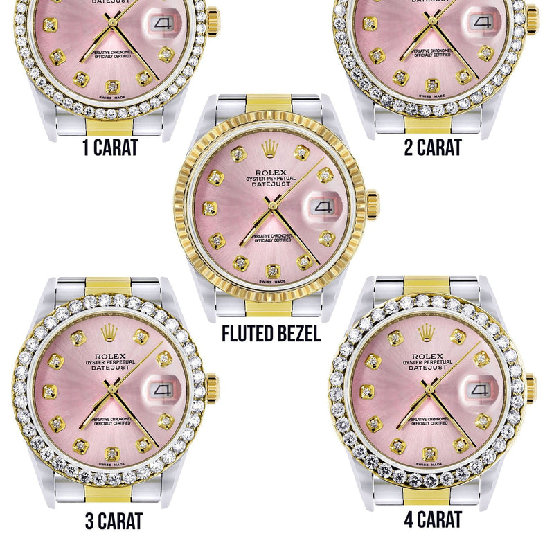 Gold Rolex Datejust  Watch 16233 for Men | 36Mm | Pink Dial | Oyster Band