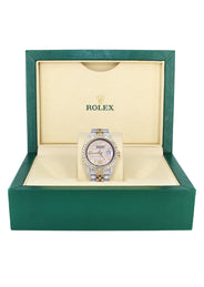 Iced Out Rolex Datejust 36 MM | Two Tone | 10 Carats of Diamonds | Pink Diamond Dial