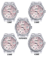 Diamond Mens Rolex Datejust Watch 16200 | 36MM | Pink Flower Diamond Dial | Oyster Band