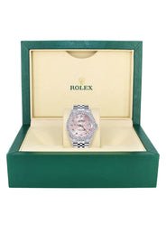 Mens Rolex Datejust Watch 16200 | 36Mm | Pink Flower Dial | Two Row 4.25 Carat Bezel | Jubilee Band