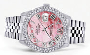 Womens Rolex Datejust Watch 16200 | 36Mm | Rose Mother of Pearl Roman Numeral Dial | Two Row 4.25 Carat Bezel | Jubilee Band