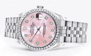 Diamond Rolex Watch | 68274 | Diamond Bezel | 31MM | Pink Mother of Pearl Diamond Dial | Jubilee Band