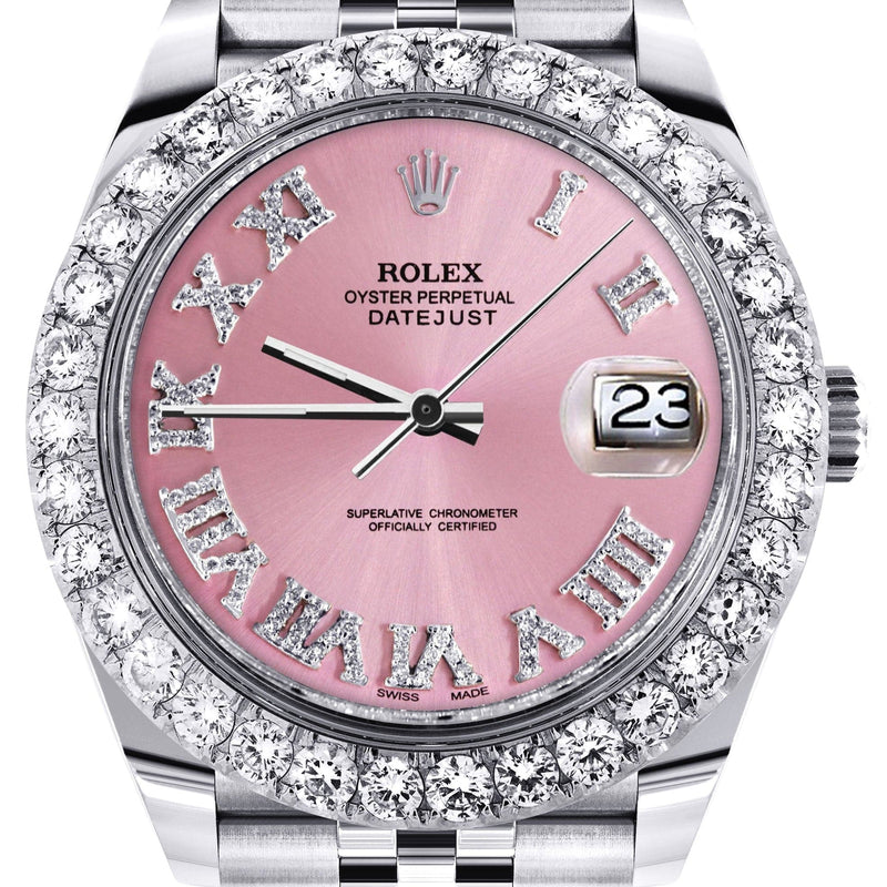 Rolex Datejust 41 Watch | 41 MM | Custom Pink Roman Diamond Dial | Jubilee Band
