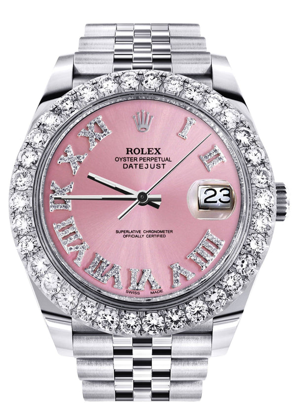 Rolex Datejust 41 Watch | 41 MM | Custom Pink Roman Diamond Dial | Jubilee Band