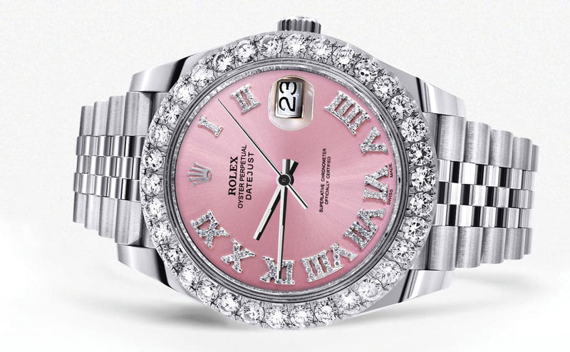 Rolex Datejust 41 Watch | 41 MM | Custom Pink Roman Diamond Dial | Jubilee Band