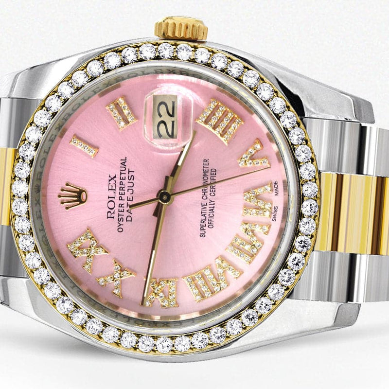 116233 | Gold & Steel Rolex Datejust Watch | 36Mm | Pink Roman Diamond Dial | Oyster Band
