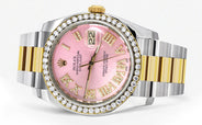 116233 | Gold & Steel Rolex Datejust Watch | 36Mm | Pink Roman Diamond Dial | Oyster Band