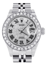 Womens Diamond Rolex Watch | 1 Carat Bezel | 26Mm | Diamond Roman Numeral Dial | Jubilee Band