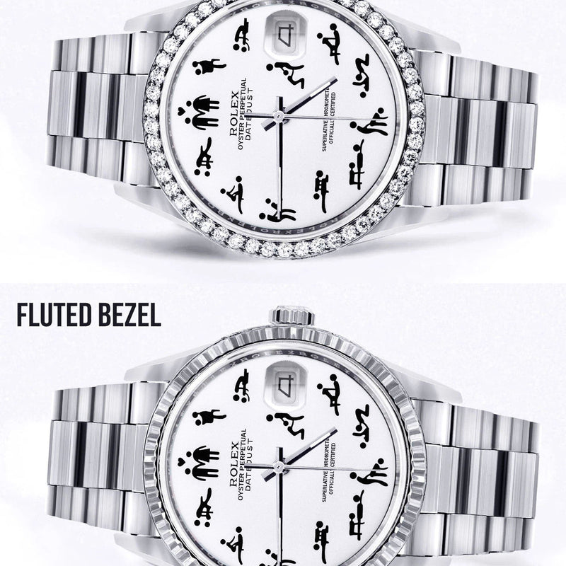 Diamond Mens Rolex Datejust Watch 16200 | 36Mm | Custom Erotic Dial | Oyster Band
