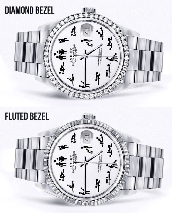 Diamond Mens Rolex Datejust Watch 16200 | 36Mm | Custom Erotic Dial | Oyster Band
