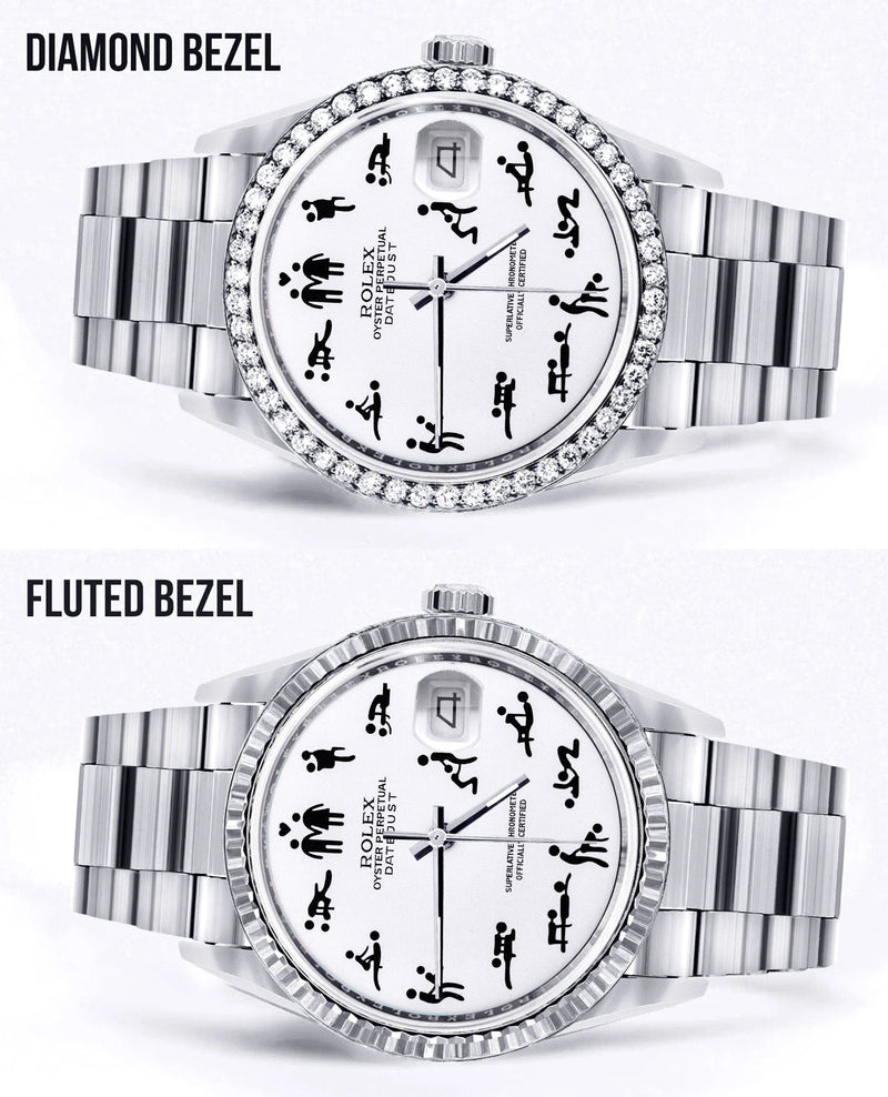 Diamond Mens Rolex Datejust Watch 16200 | 36Mm | Custom Erotic Dial | Oyster Band
