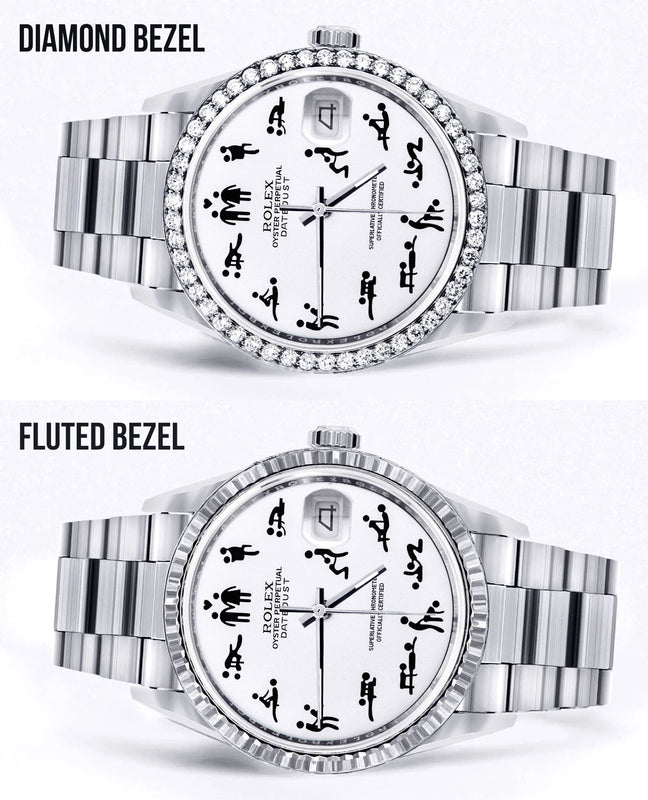 Diamond Mens Rolex Datejust Watch 16200 | 36Mm | Custom Erotic Dial | Oyster Band