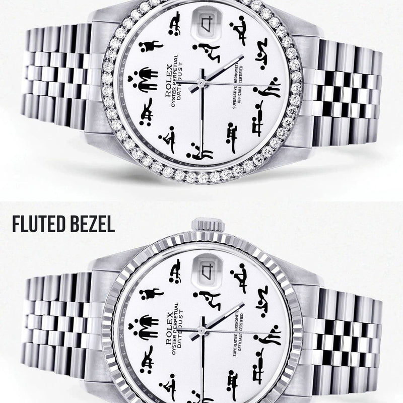 Diamond Mens Rolex Datejust Watch 16200 | 36Mm | Custom Erotic Dial | Jubilee Band