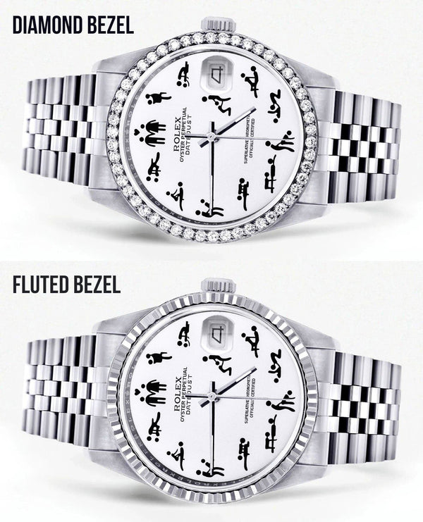 Diamond Mens Rolex Datejust Watch 16200 | 36Mm | Custom Erotic Dial | Jubilee Band