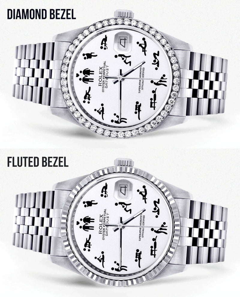 Diamond Mens Rolex Datejust Watch 16200 | 36Mm | Custom Erotic Dial | Jubilee Band