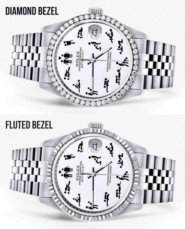 Diamond Mens Rolex Datejust Watch 16200 | 36Mm | Custom Erotic Dial | Jubilee Band
