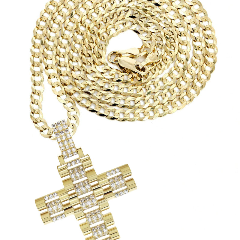 10K Yellow Gold Cross Necklace | Appx. 17.3 Grams