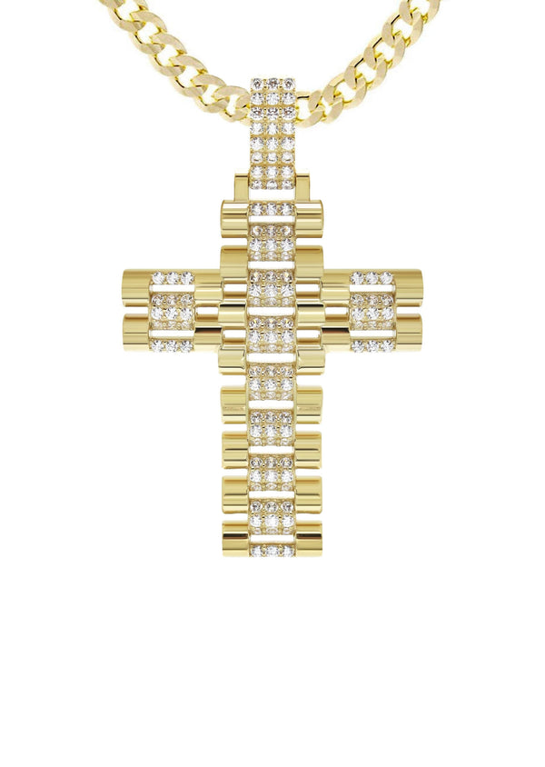 10K Yellow Gold Cross Necklace | Appx. 17.3 Grams
