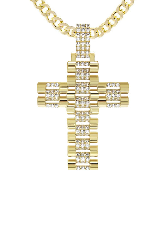 10K Yellow Gold Cross Necklace | Appx. 17.3 Grams