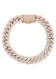 Iced Out Lab Grown VVS Diamond Prong Cuban Link Rose Gold Bracelet 10K/14K