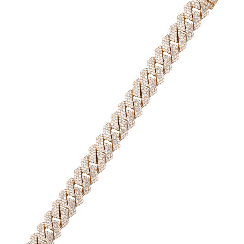 Iced Out Lab Grown VVS Diamond Prong Cuban Link Rose Gold Bracelet 10K/14K