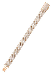 Iced Out Lab Grown VVS Diamond Prong Cuban Link Rose Gold Bracelet 10K/14K