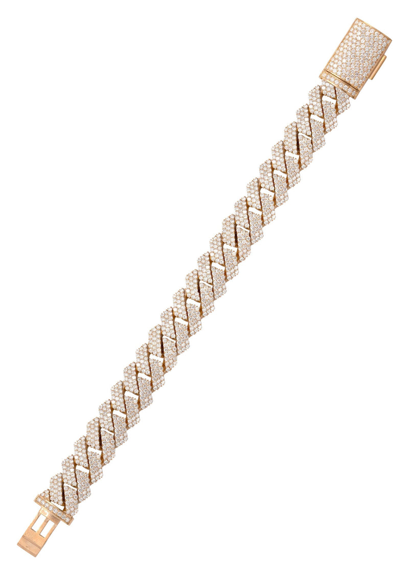 Iced Out Lab Grown VVS Diamond Prong Cuban Link Rose Gold Bracelet 10K/14K