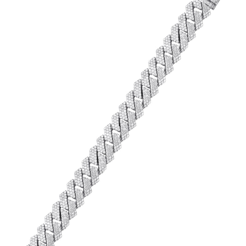 Iced Out Lab Grown VVS Diamond Prong Cuban Link White Gold Bracelet 10K/14K