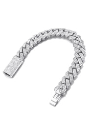 Iced Out Lab Grown VVS Diamond Prong Cuban Link White Gold Bracelet 10K/14K