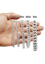 Iced Out Lab Grown VVS Diamond Prong Cuban Link White Gold Bracelet 10K/14K