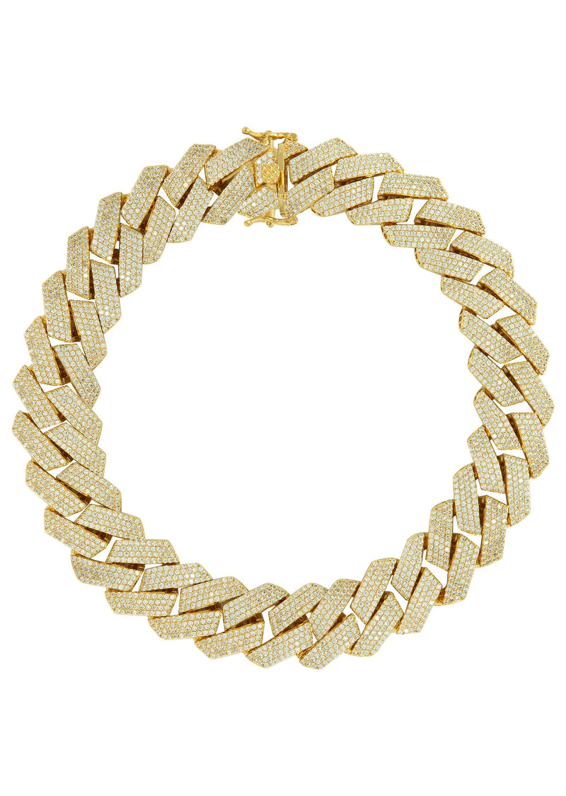Silver Gold Prong Set Bracelet