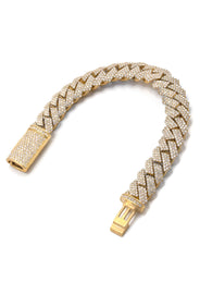 Iced Out Lab Grown VVS Diamond Prong Cuban Link Yellow Gold Bracelet 10K/14K