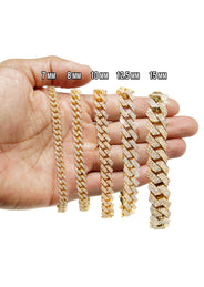 Iced Out Lab Grown VVS Diamond Prong Cuban Link Yellow Gold Bracelet 10K/14K