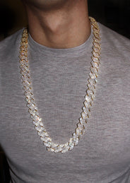 Iced Out Gold Plated Mens Prong Set Cuban Link Chain