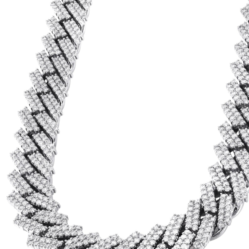 Iced Out Lab Grown VVS Diamond Prong Cuban Link White Gold Chain 10K/14K