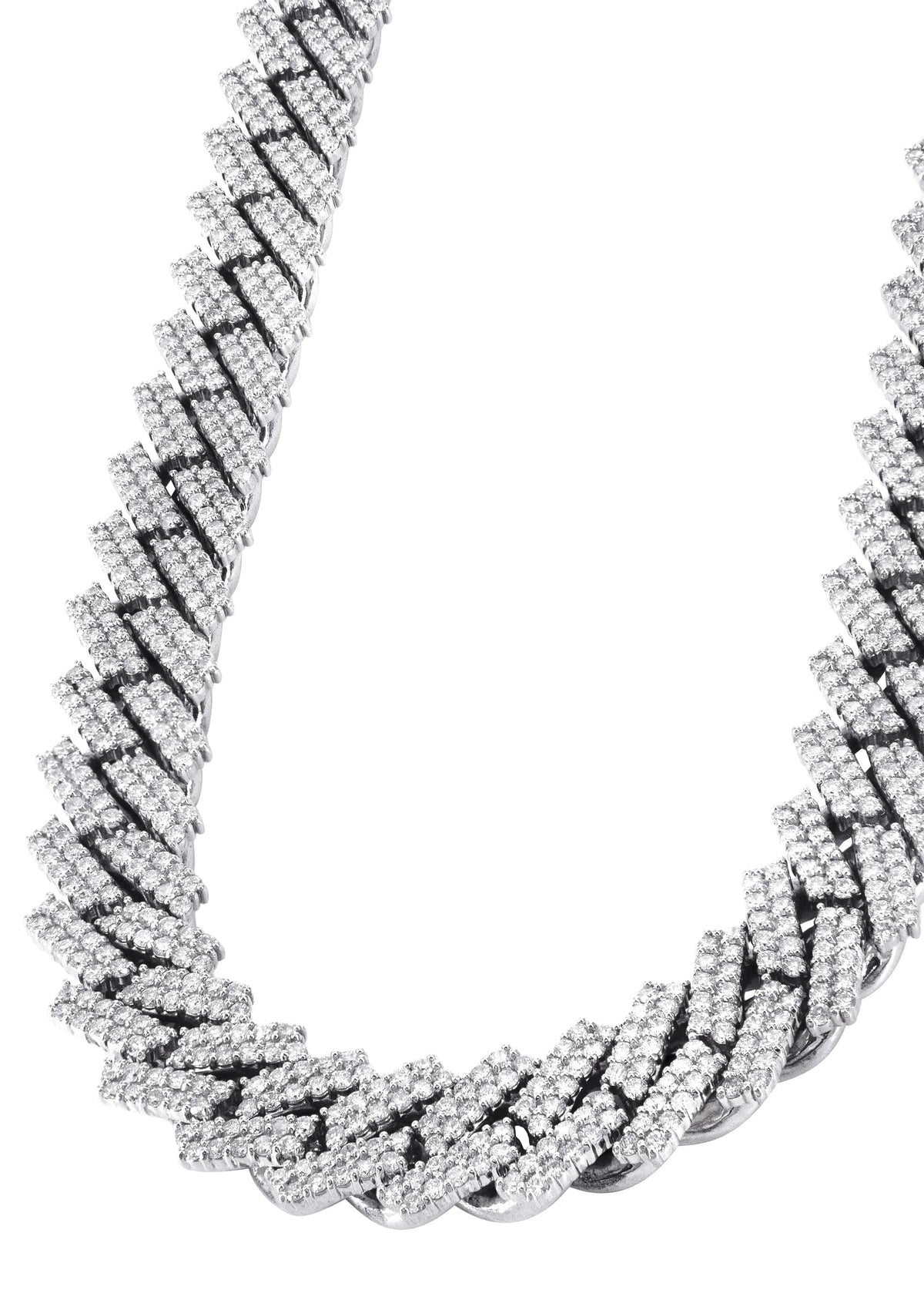 Iced Out Lab Grown VVS Diamond Prong Cuban Link White Gold Chain 10K/14K
