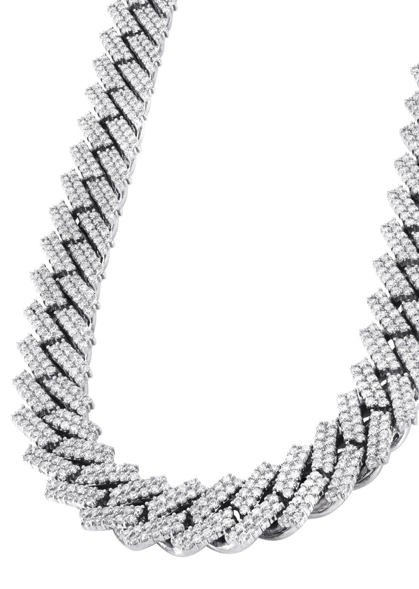 Iced Out Lab Grown VVS Diamond Prong Cuban Link White Gold Chain 10K/14K