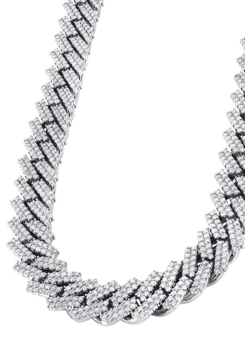 Iced Out Lab Grown VVS Diamond Prong Cuban Link White Gold Chain 10K/14K