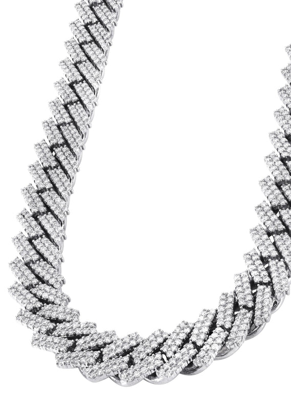 Iced Out Lab Grown VVS Diamond Prong Cuban Link White Gold Chain 10K/14K