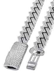 Iced Out Diamond Prong Cuban Link White Gold Chain 10K/14K