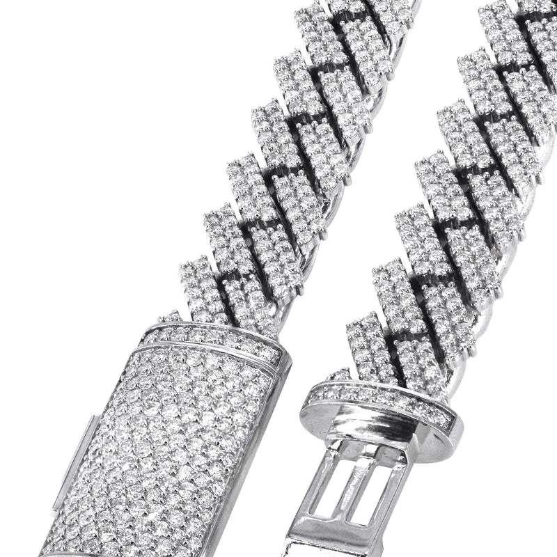 Iced Out Lab Grown VVS Diamond Prong Cuban Link White Gold Chain 10K/14K